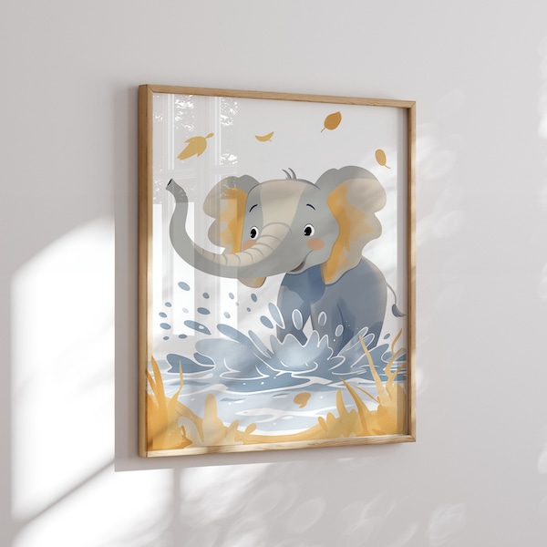 Elephant Printable - Happy Animals Pictures - Baby and Kids Room Decor