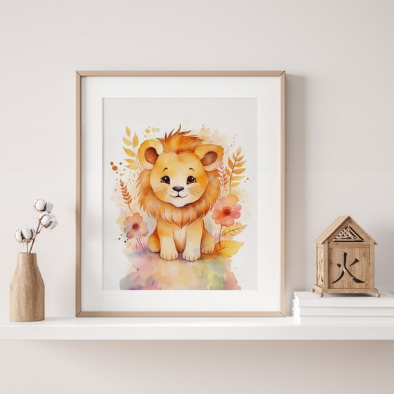 Lion Cub Poster - Kids Bedroom Decoration - Animal Theme Nursery