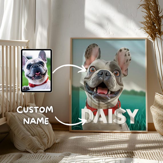 Custom Pet Portrait, Personalised Dog Illustration, Dog Cat Wall Art, Digital Pet, Pet Memorial Ideas, Digital, Christmas Gift, Pet Art