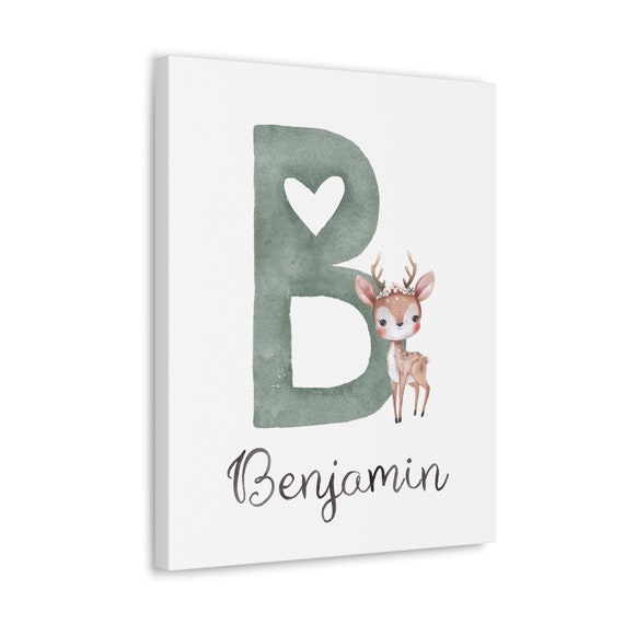 Deer Canvas Art Print | Personalized Baby Frame | Framed Nusery Prints | Kids Canvas Wall Art | Cute Wall Decor | Custom Nursery Sign