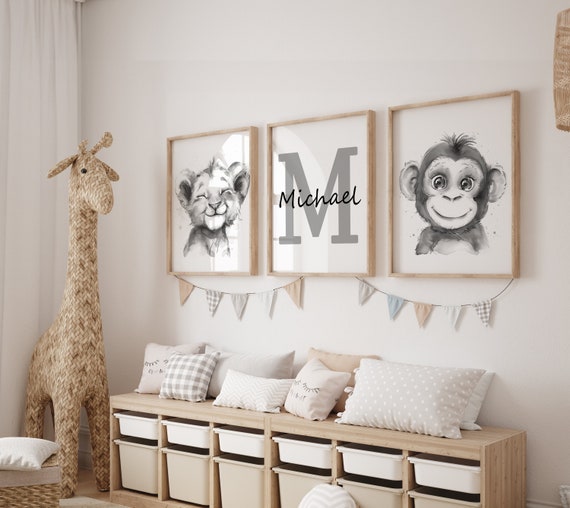 Safari Wall Decor Safari Nursery Print Lion and Monkey Safari Nursery Picture Jungle Animal Wall Art Printable Safari Animals Monkey Print