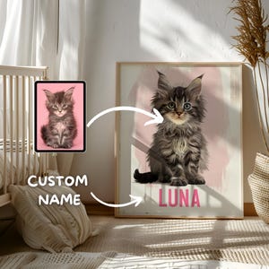 Cartoon Pet Portrait from Photo,  Digital Download, Cat Cartoon Portrait Dog, Personalized Pet Lover Gift Wall Art