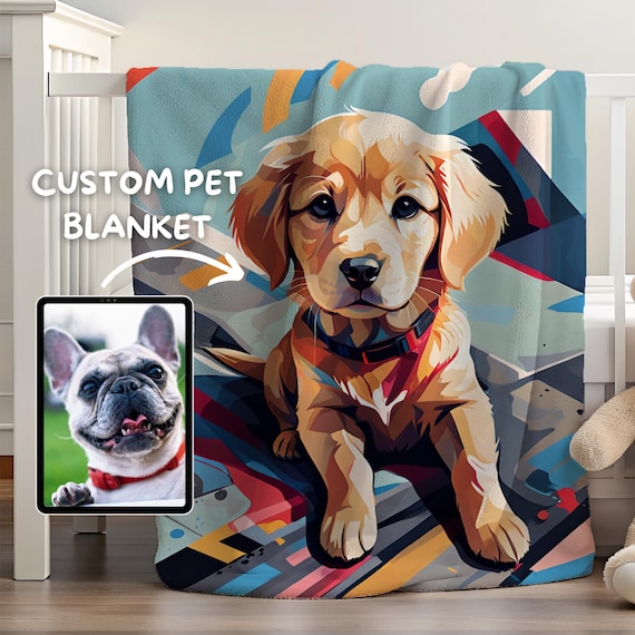 Customized Pet Blanket | Blanket with Dog Photo | Pop Art Blanket | Puppy Blanket | Dog Blanket Personalized | Unique Blanket Gift