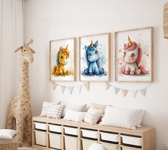 Unicorn Wall Art - Nursery Room Decor Posters - 3 Printable Unicorn Pictures - Instant Download