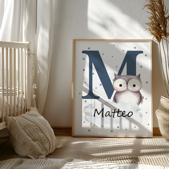 Owl Sign Custom Baby Wall Art Kids Room Prints Toddler Wall Art Decor Digital Nursery Prints Printable Wall Art for Kids Baby Digital Print