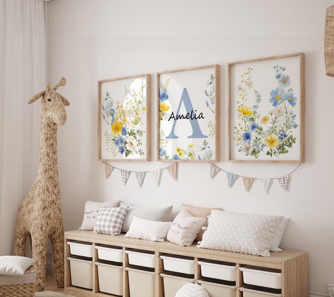 Custom Wildflowers Prints| Floral Nursery Wall Art, Boho, Baby Girl ...