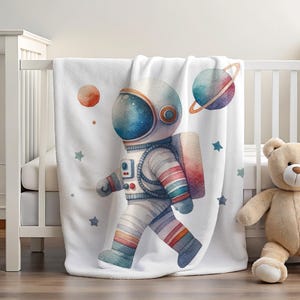 Astronauten-Decke | Kuscheldecke Spaceman | Weiße Decke Junge | Weltall Thema Decke | Weltraum-Liebhaber Geschenk | Weltraum-Decke | Planeten Decke