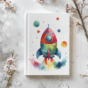 Cuaderno espacial - Diario rayado - Regalo de astronauta - Cuaderno genial - Diario de tapa dura mate para cumpleaños infantiles, regalo de astronauta y espacio