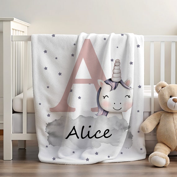 Custom Unicorn Blanket Personalized Baby Blanket with Name Blankets for Kids Blanket Personalized Monogram Blanket Baby Girl Gift