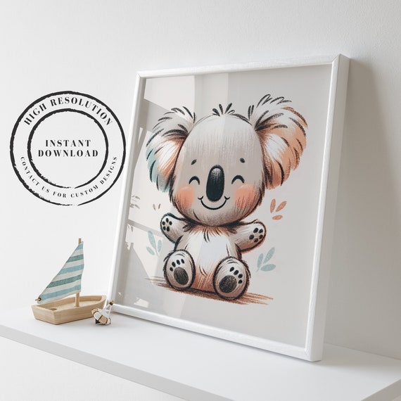 Baby Koala Digital Download - Wall Art for Kids or Nursery rooms - Original Gift for Birthday, Baby Shower, Babies, Toddlers, Children