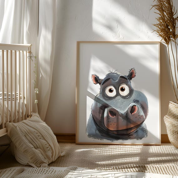 Safari animal prints, PRINTABLE art, Hippo print Safari nursery, Nursery decor, Animal art, Baby animals, Nursery prints