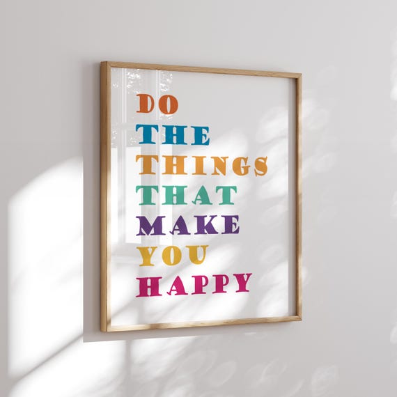 Happiness Quote Print | Motivational Quotes Poster | Happy Inspirational Saying | Wall Art Prints | A4 Print | 10x8 Print | A3 | Home Decor