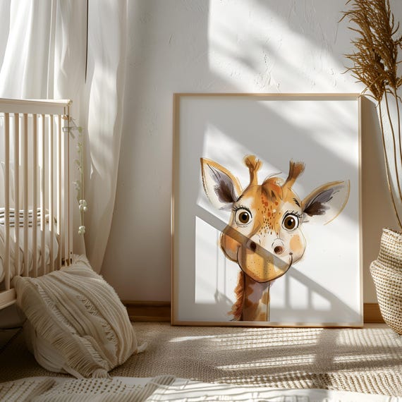 Safari nursery art, Giraffe print, PRINTABLE art, Safari animals wall art, Baby giraffe, Safari nursery decor theme, Nursery wall art