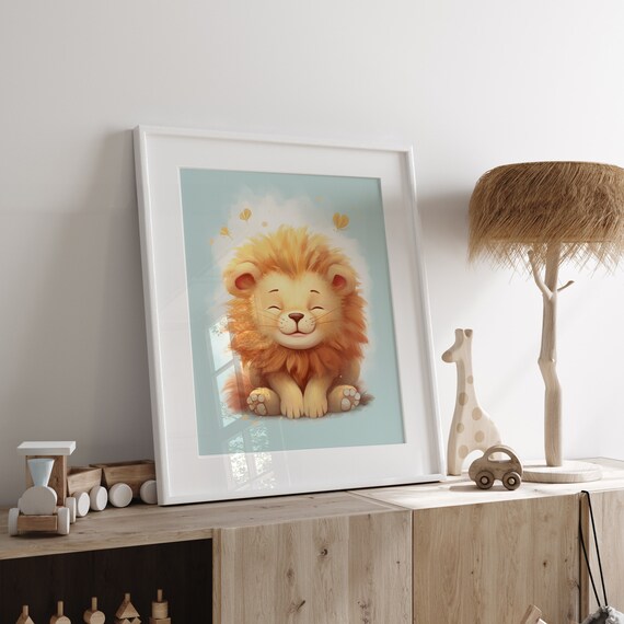 Lion Nursery Decor - Lion Baby Gift - Lion Printable - Pastel Color Print - Cute Lion Image - Soothing Wall Art - Lion Nursery Print