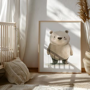 Baby Bear Wall Art Print ~ Woodland Animal Nursery Decor ~ Printable Digital Download ~ White Background