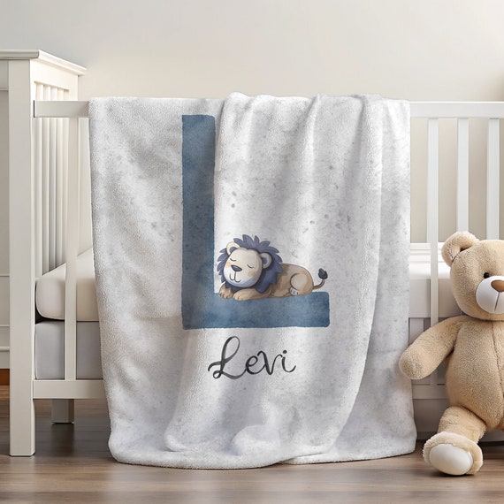 Lion Blanket | Soft Blanket with Name | Personalized Kids Gifts | Blanket with Initial | Lion Gifts | Blanket for Birthday | Blanket for Kid