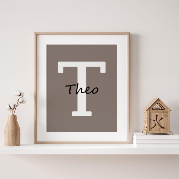 Custom initial print, name printable, personalised name print, personalized initial name print, name print, nursery print, custom colors