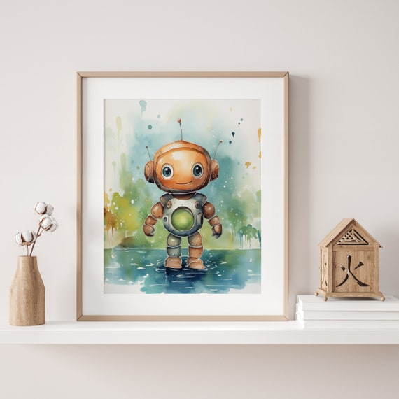 Cute Robot Digital Poster - Wall Print Immediate Download - Cute present for kids with an interest in Sci-Fi themes