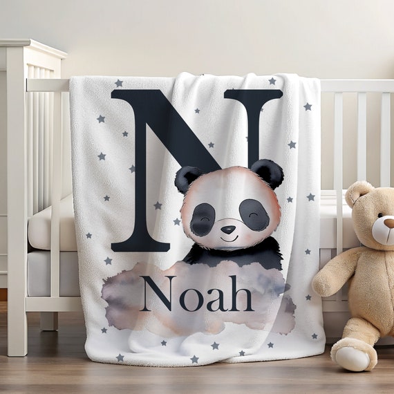 Panda Blanket for Son Gift with Art Blanket with Name Gifts for Kids Present Toddler Blanket with Name blanket for Kids Blanket Personalized