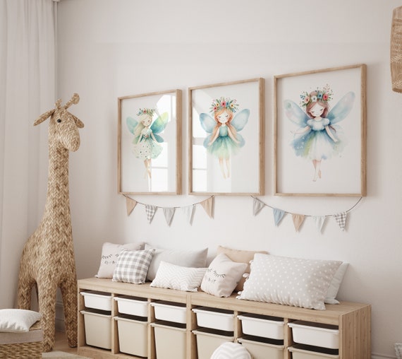 Fairies Art Print | Girl Bedroom Decor | 3 Piece Wall Art | Three Prints | Nursery Print Set | Nursery Print Girl | Fairy Nursery Set