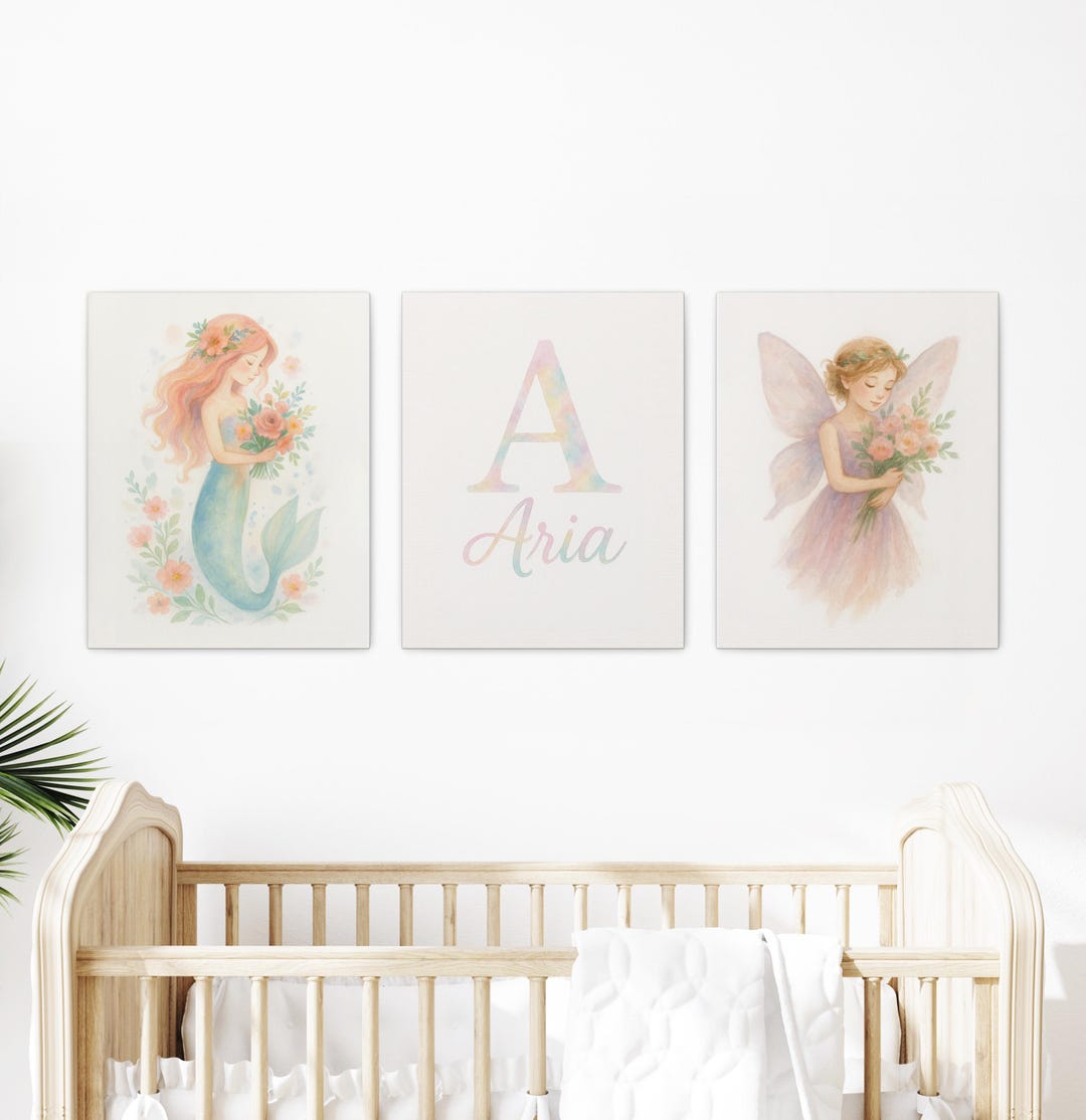 Personalized Mermaid and Fairy Garden Three Print Digital Set With ...