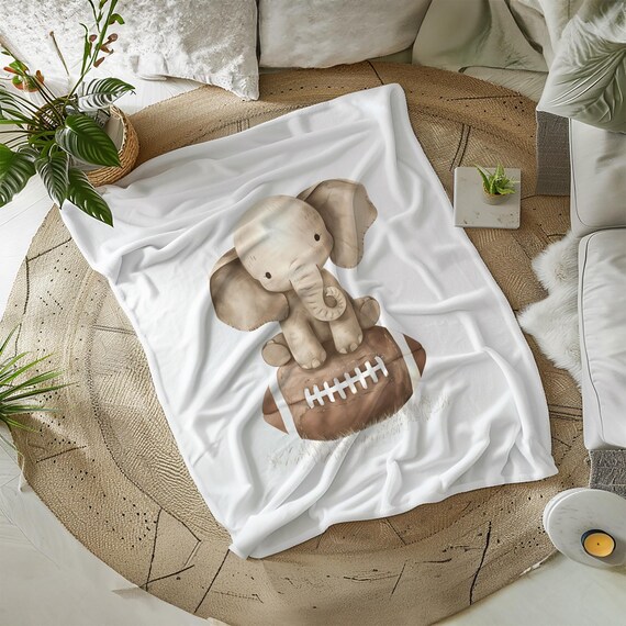 American Football Blanket | Elephant Blanket | Elephant Plays Football| Football Theme Blanket | Elephant Lover Blanket | Blanket for Kids