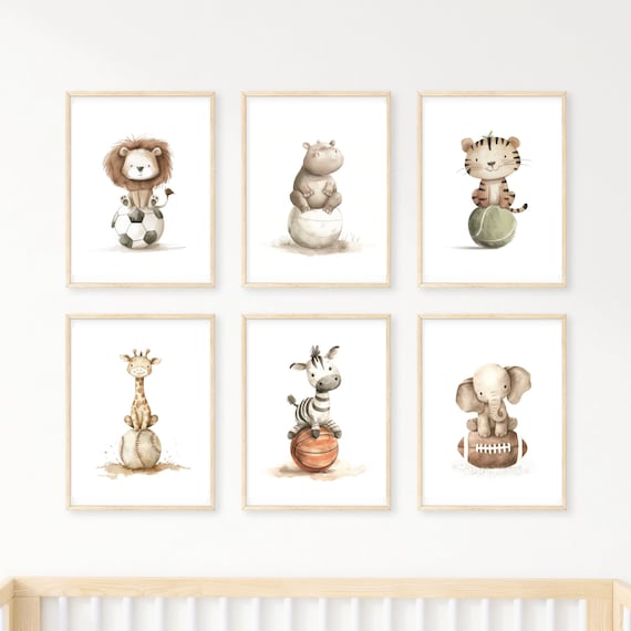 Animal sports nursery - Nursery sports decor - Animal sports print - Baby boy sports nursery - Boy nursery decor - DIGITAL DOWNLOAD