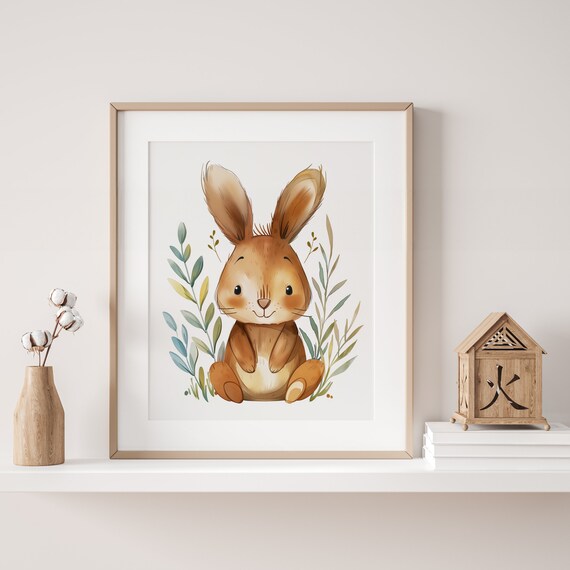 Rabbit Wall Art - Printable for Children's Room - Gift for Kids, Grandkids, Babyshower, new parents