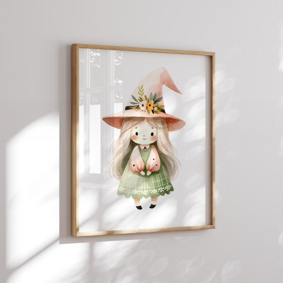 Little Witch Download - Cute Fairy-Tale Themed Nursery Artwork - Beautiful gift for Babies and Children