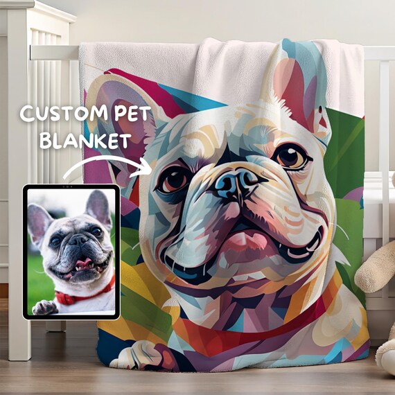 Personalized Dog Blanket | Blanket with Dog Photo | Pet Photo Blanket | Pop Art Dog Photo | Children Blanket | Christmas Gift | Custom Gift