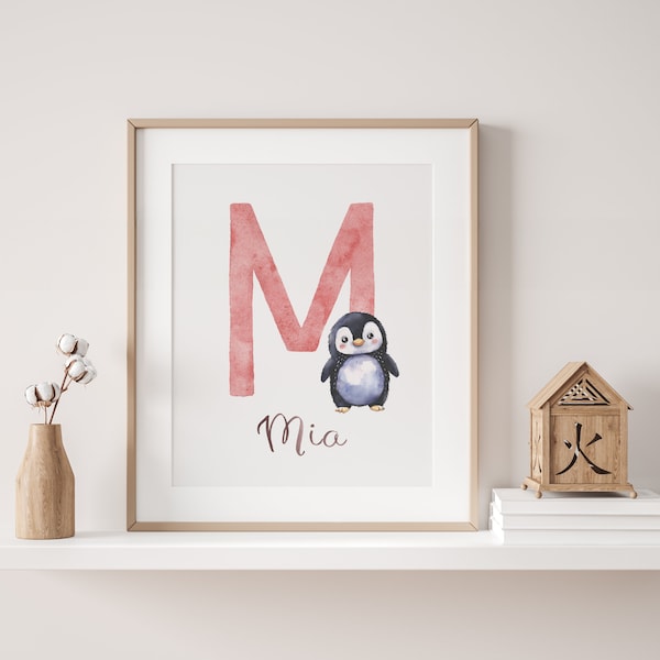 Décoration de chambre de bébé pingouin | Plaque nominative bohème | Pépinière d'animaux de l'Arctique | Cadeau bébé pingouin | Pingouin mignon | Impression de pingouin | Fête prénatale des pingouins