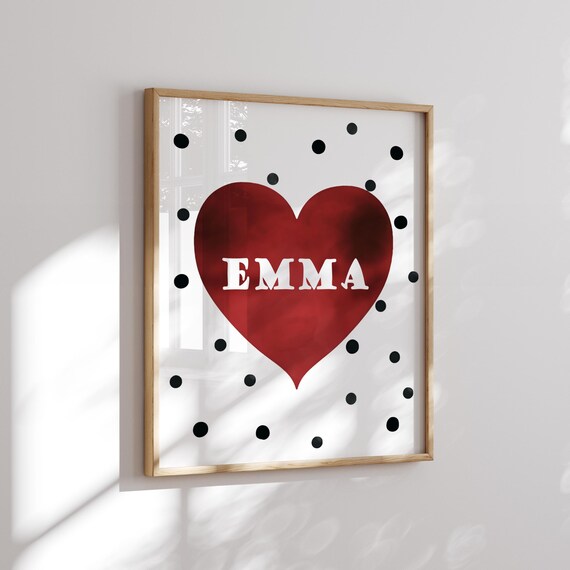 Personalized Printable Heart Art Print Wall Decor Memory Keepsake Gift Personalised Name Print | New Baby Girl Gift | Prints for girls