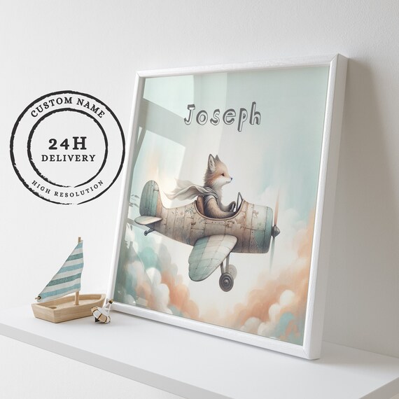 Custom Nursery Flying Fox - Choose Your Name - Great Gift for Newborns, Babies, Toddlers and Kids