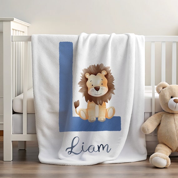 Lion Blanket | Toddler Blanket with Name | Safari Animal Blanket | Soft Blanket for Gift | Blanket with Animals | Cute Blanket