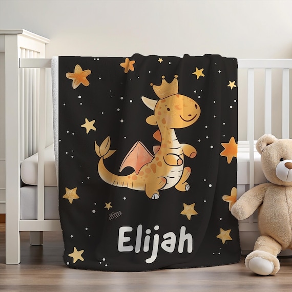 Custom Dragon Blanket | Personalized Dragon | Cute Dragon Blanket | Dragon with Name Blanket | Monogrammed Blanket | Dragon Theme Gift