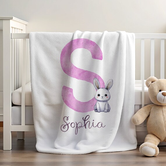 Rabbit Blanket | Custom Bunny Blanket | Personalized Name Blanket| Blanket for Gift | Soft Blanket Kid | Kids Blanket | Cute Blanket
