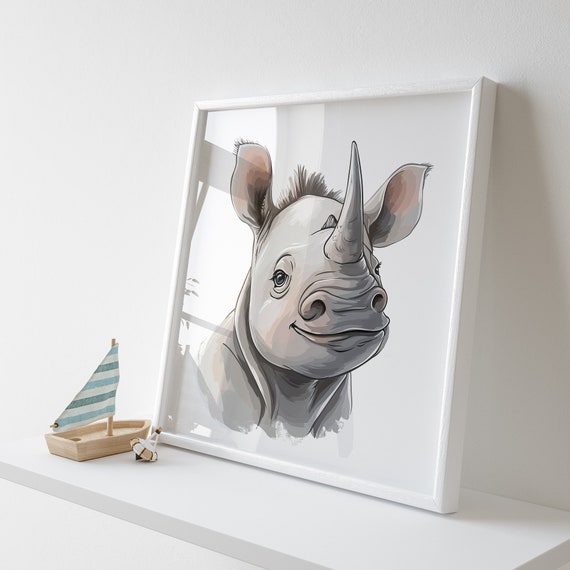 Rhino Wall Art - Multiple Sizes - Nursery Artwork - Original Gift for Friends and Family
