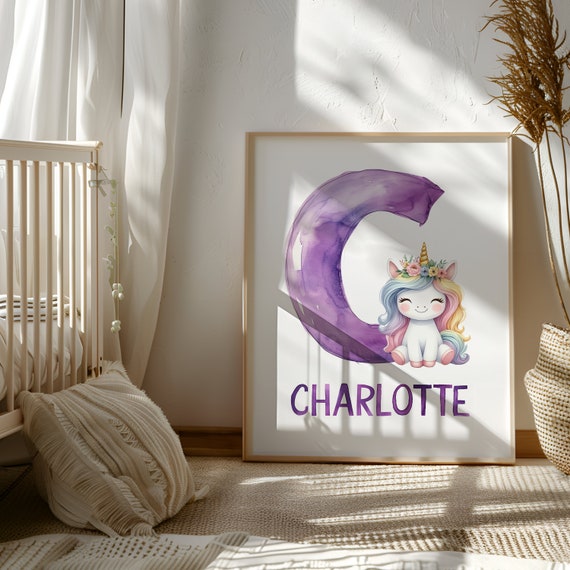 Custom Unicorn Room Decor | Girl Room Name Sign | Little Girl Room Decor | Initial Wall Art | Baby Wall Decor | Gift for Baby Girl