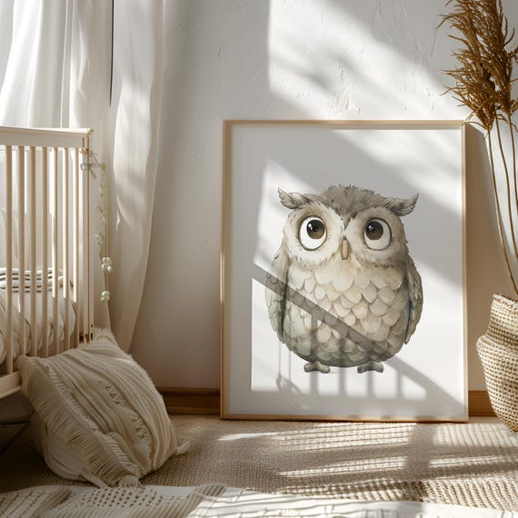 Owl Print, Nursery Wall Art Decor, Woodland Animals, Baby Shower Gift, Girl, Boy, Large Printable Digital Download, Baby Animal Prints
