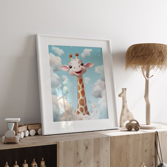 Giraffe Nursery Art - Giraffe in Clouds Printable - For Babies, Toddlers and Kids Rooms