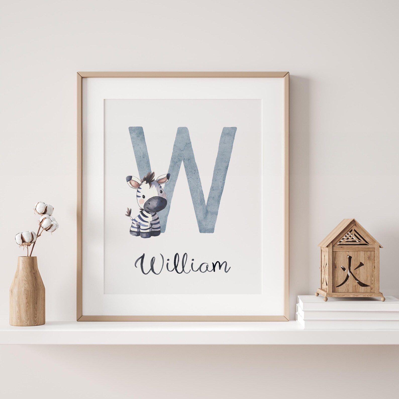 Personalized Nursery Wall Art - Floral Monogram Print, Custom Name ...