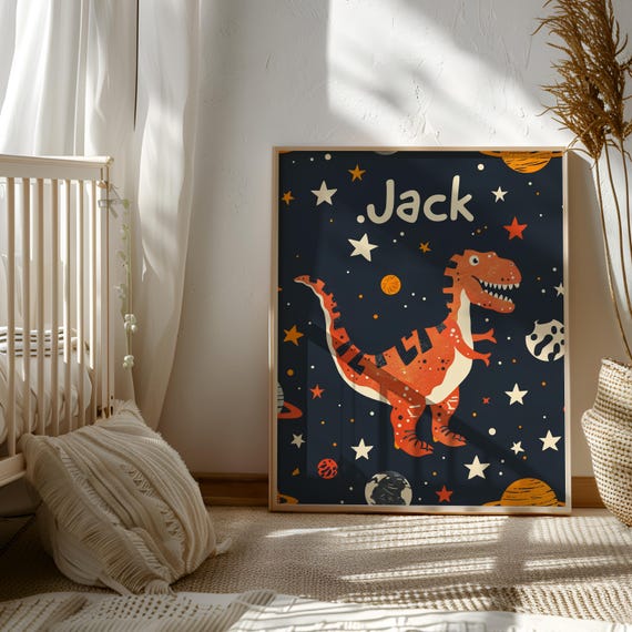 Personalized Dinosaur Nursery Wall Art | Toddler Room Decor | Dinosaur Theme Gift | Dinosaur Lover Gift | Dinosaur Poster | Dinosaur Print
