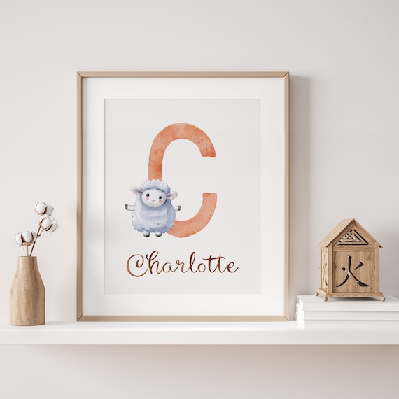 Farm Animal Nursery - Sheep Printable - Personalized Baby Gifts - Boho Nursery Decor - Digital Custom Art - Download Wall Art - Cute Sheep