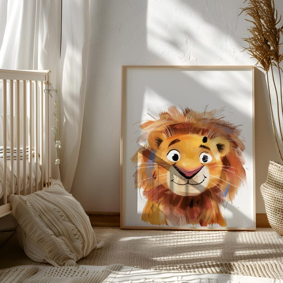 Lion print, Safari animal prints, PRINTABLE nursery art, Lion cub, Safari nursery decor, Baby lion, Safari animals, Nursery wall art