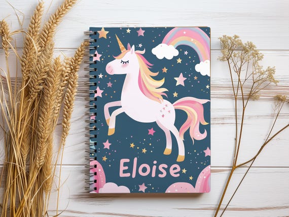 Custom Unicorn Spiral Journal - Lined Notebook - Unicorn Lover Gift - Gift for 1st grade girl - High Quality Notebook for Children