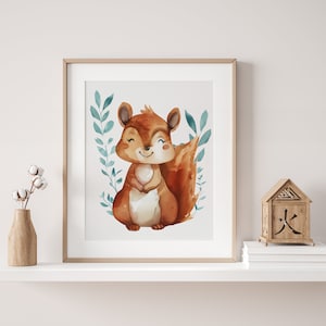 Squirrel Wall Art - Printable for Children&#39;s Room - Digital Print - Gift for Kids, Grandkids, Baby Shower, New Parents
