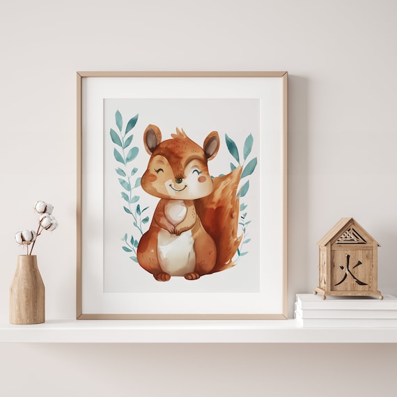 Squirrel Wall Art - Printable for Children's Room - Digital Print - Gift for Kids, Grandkids, Baby Shower, New Parents