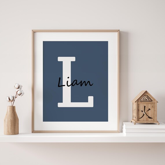 Personalized Initial and Name Digital Print, Name Wall Art Printable, Play Room Initial Print for Girls and Boys, Kids Room Initial Print