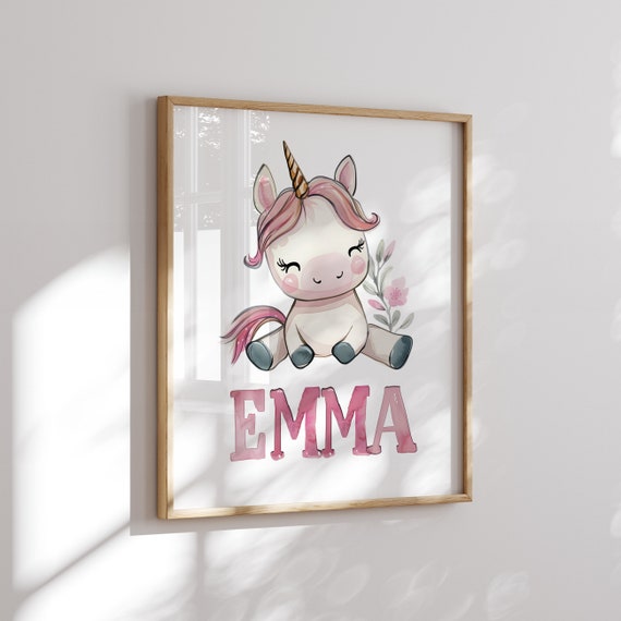 Unicorn Name Sign | Unicorn Nursery Decor | Digital Unicorn | Pink Unicorn Wall Prints | Unicorn Poster | Personalized Unicorn | Unicorn art