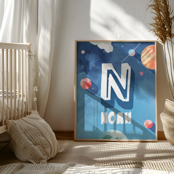 Personalized Space Wall Art | Space Decor for Kids Room | Planets Poster | Space Theme Printables | Space Name Sign | Kids Space Room Decor